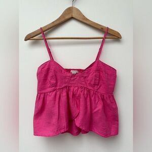 American Eagle Linen Blend Pink Peplum
Camisole Sz XS Hot Pink Boho